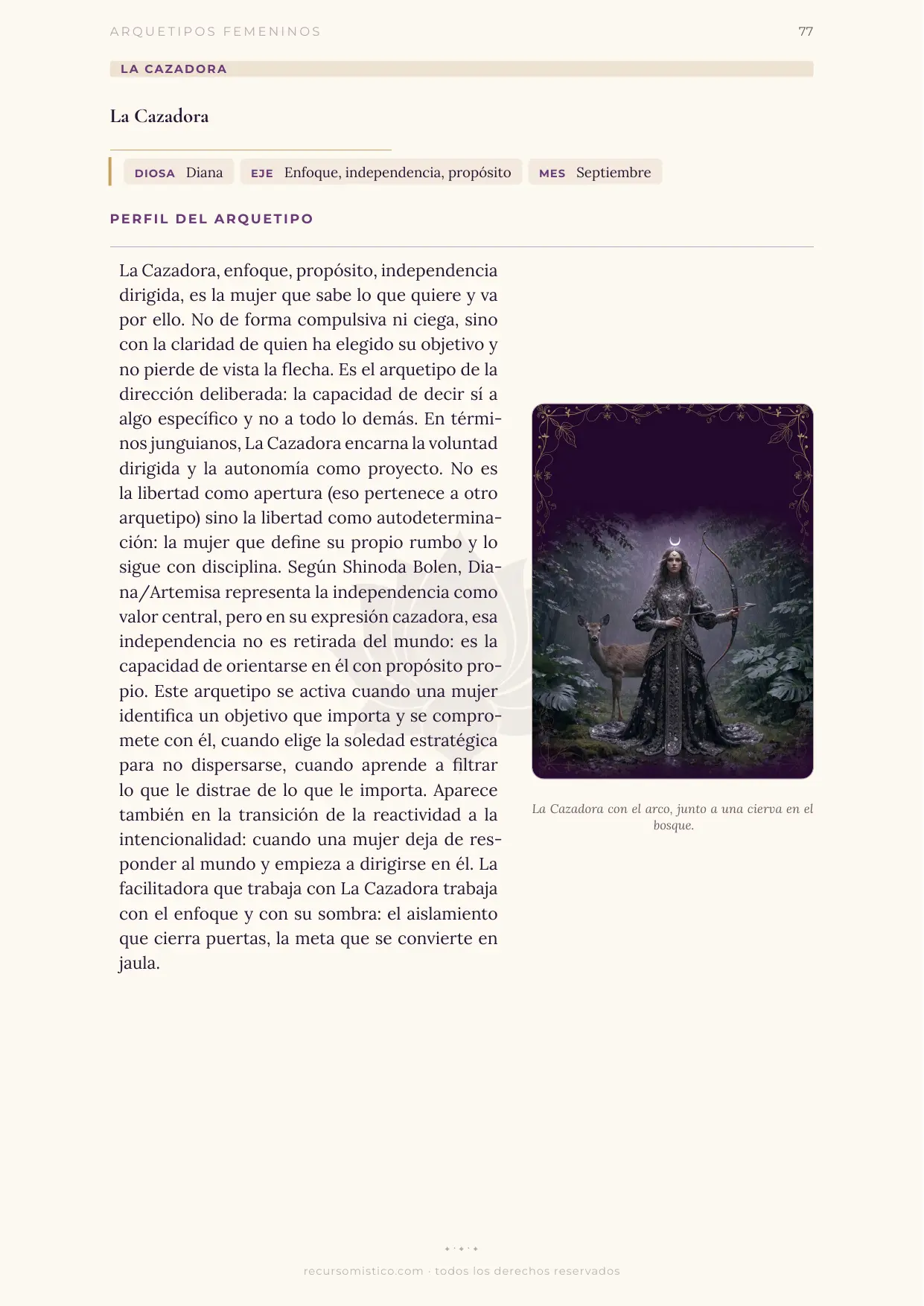 Perfil del arquetipo de La Cazadora con Diana
