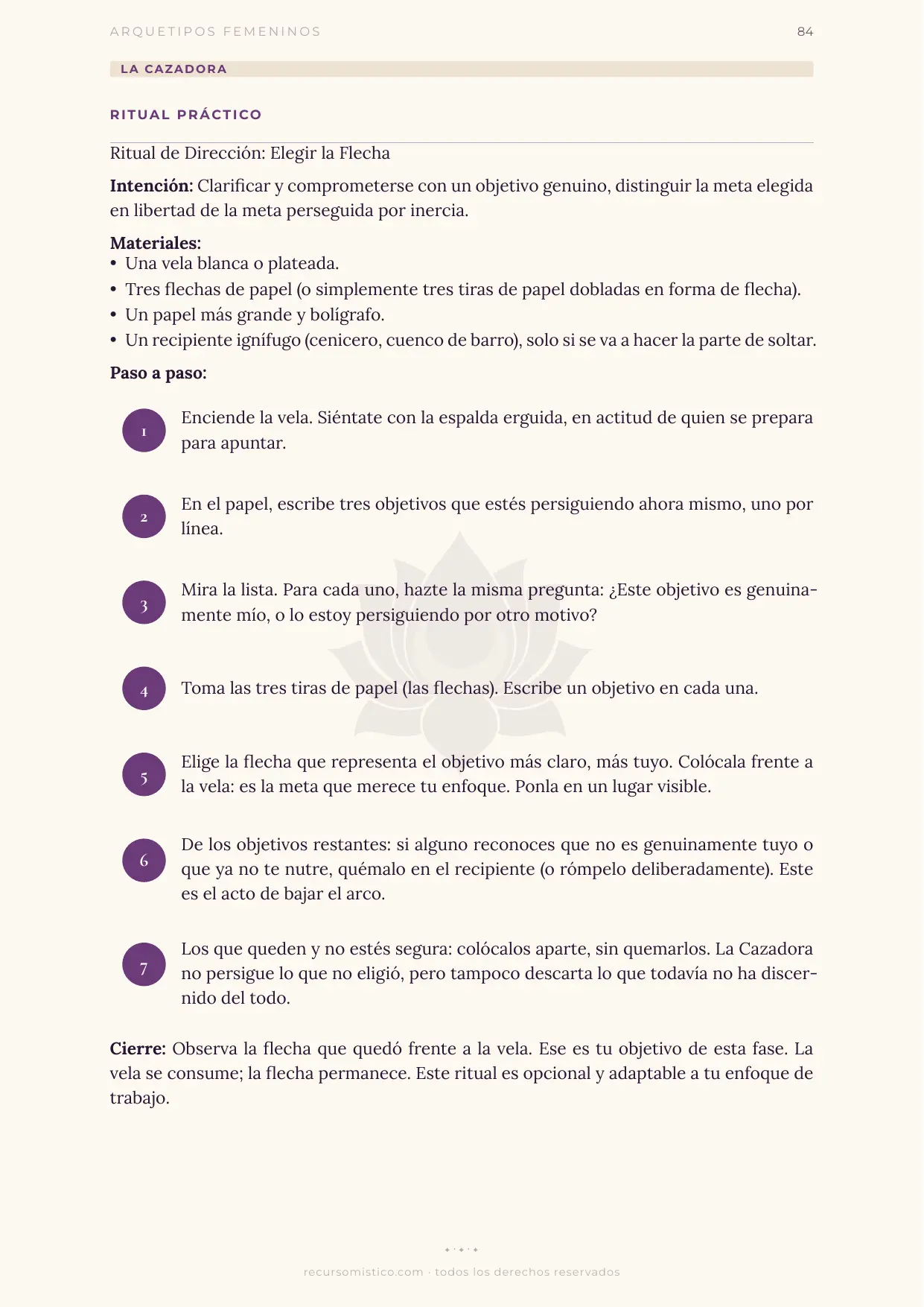 Ritual práctico de La Cazadora con Diana