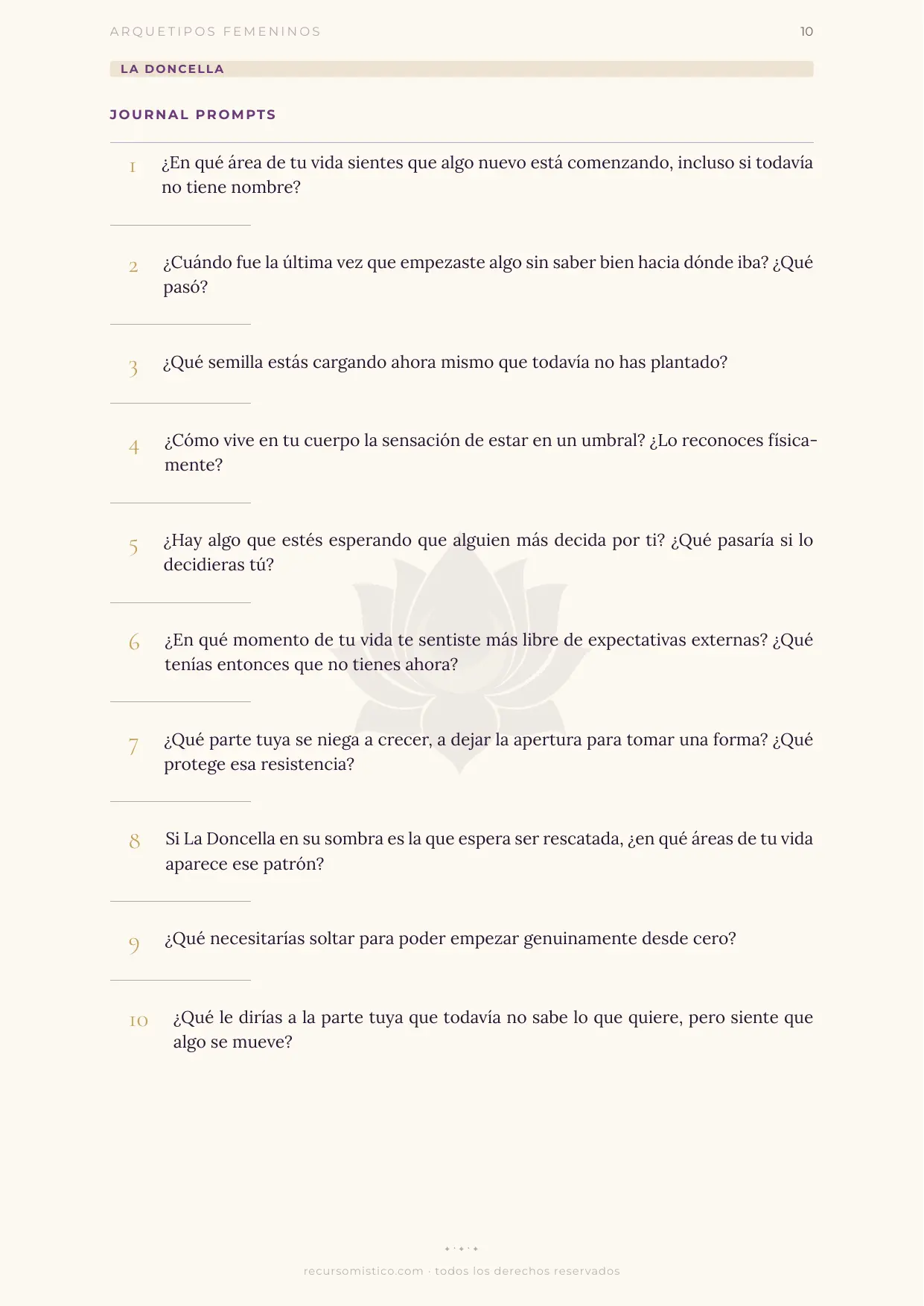 Journal prompts de La Doncella con Perséfone