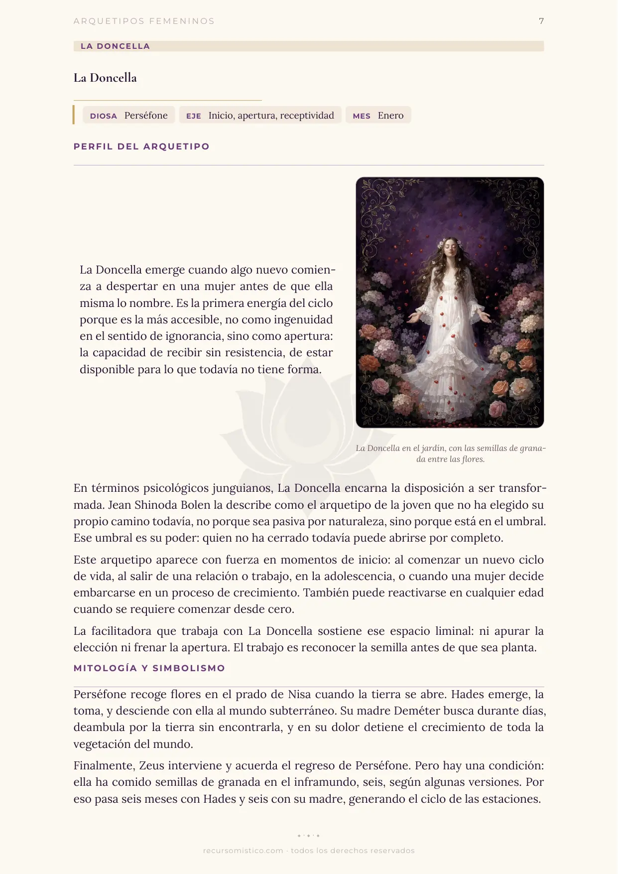 Perfil del arquetipo de La Doncella con Perséfone