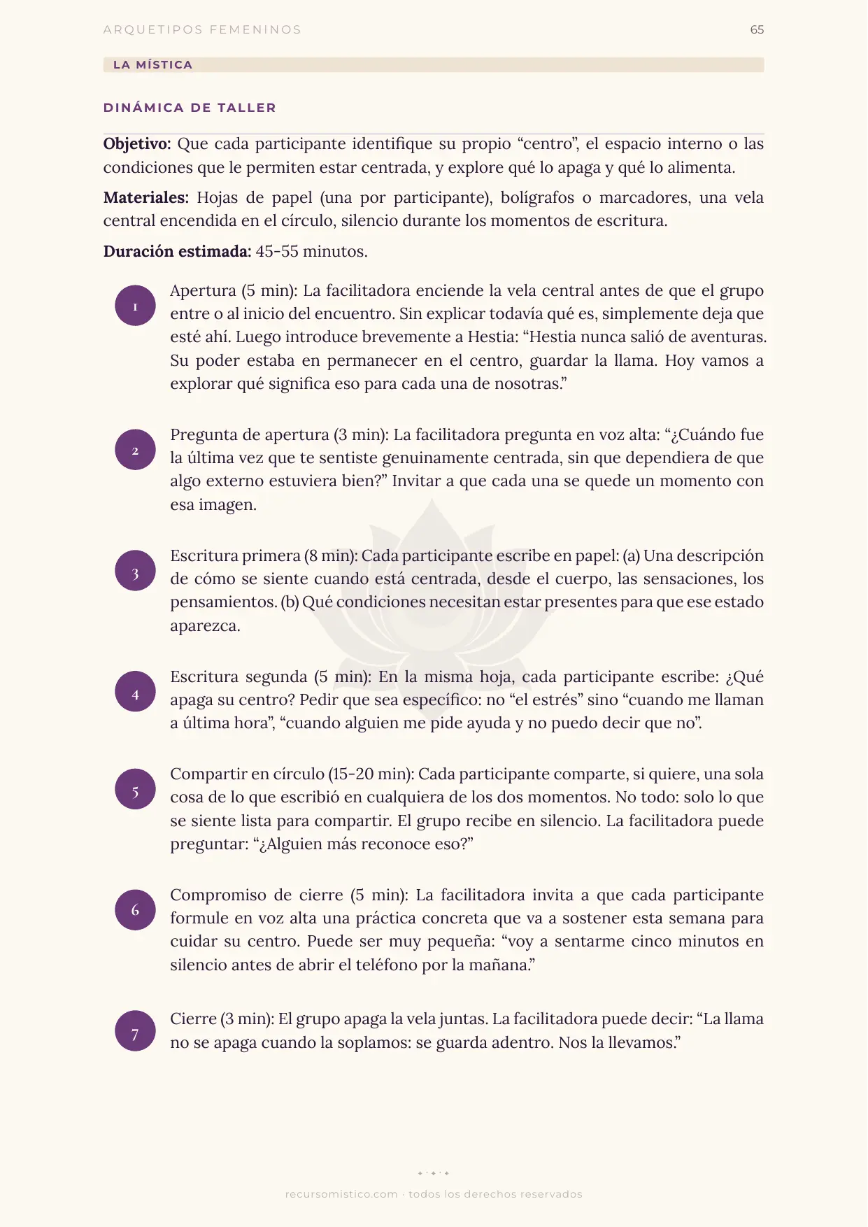 Dinámica de taller de La Mística con Hestia