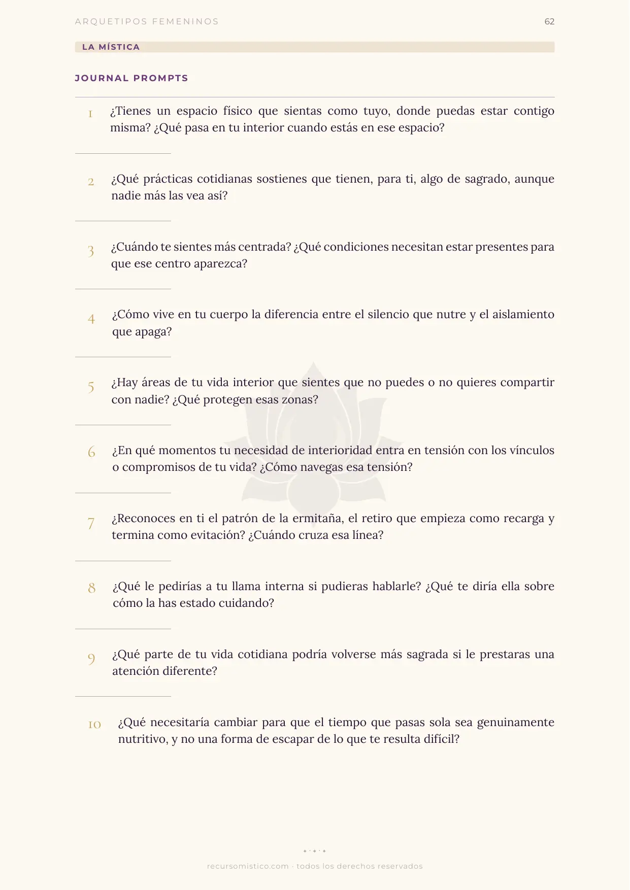 Journal prompts de La Mística con Hestia