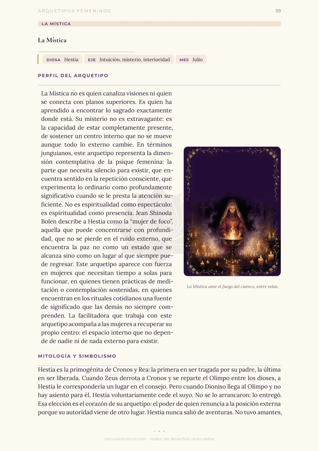Perfil del arquetipo de La Mística con Hestia