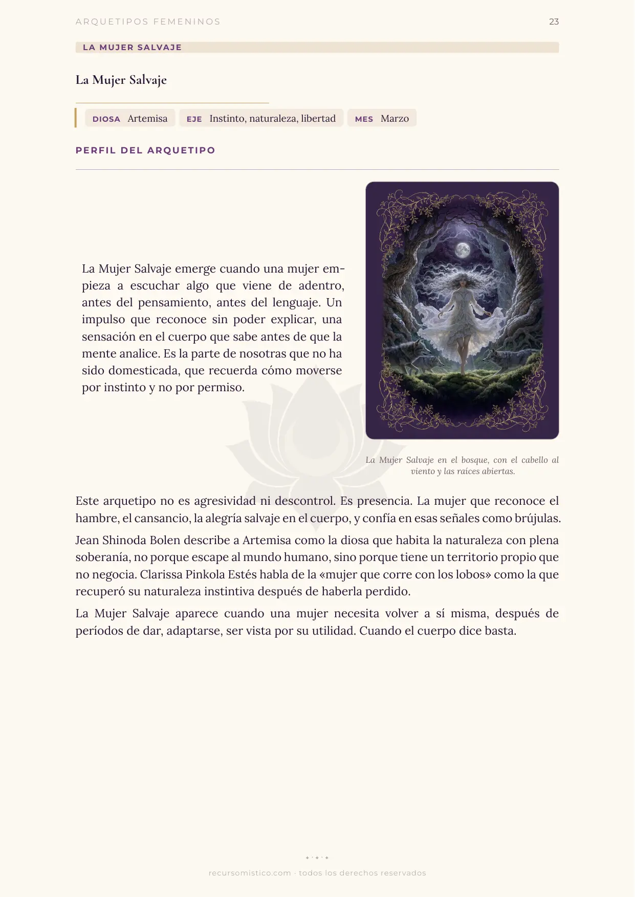 Perfil del arquetipo de La Mujer Salvaje con Artemisa