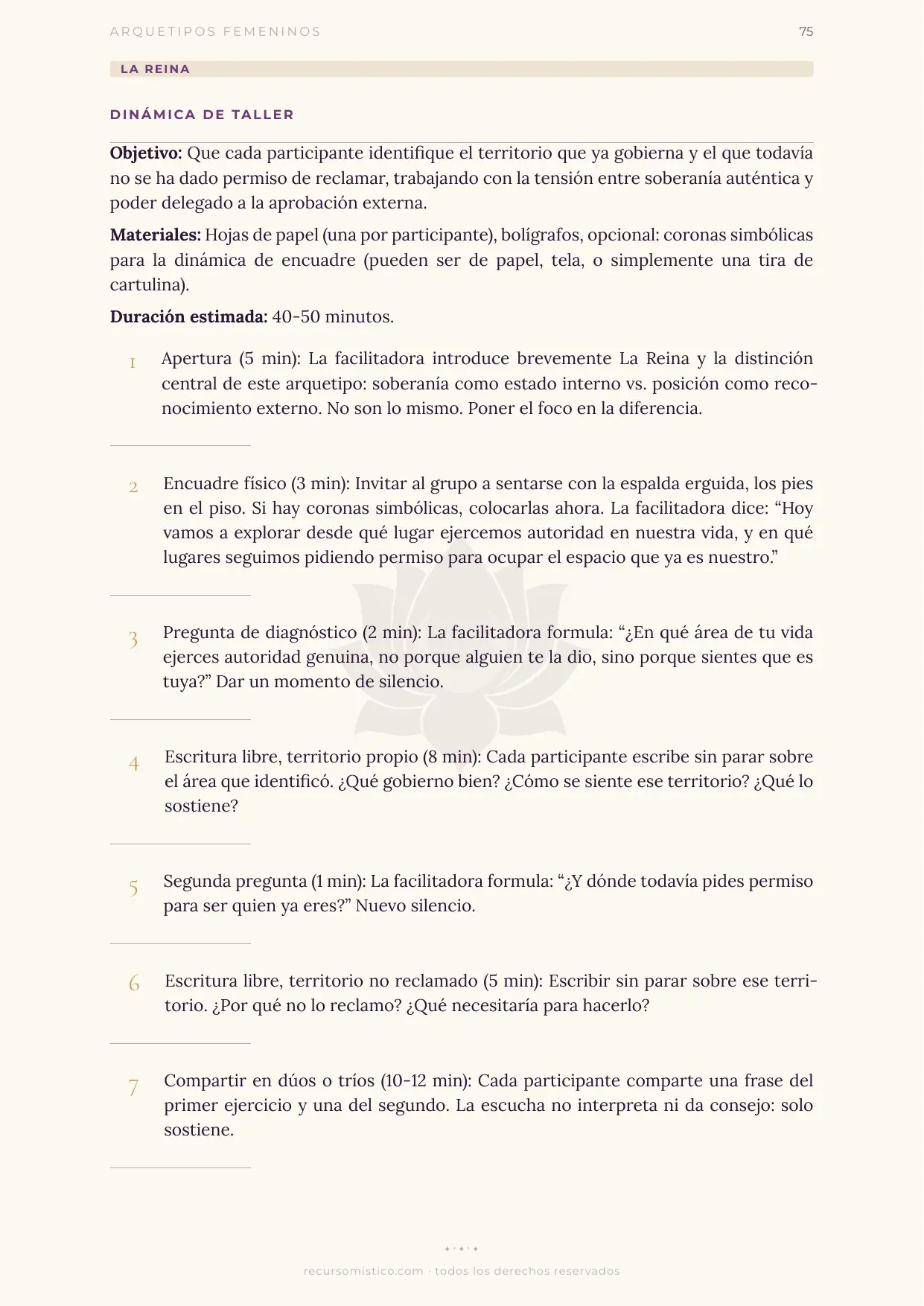 Dinámica de taller de La Reina con Hera