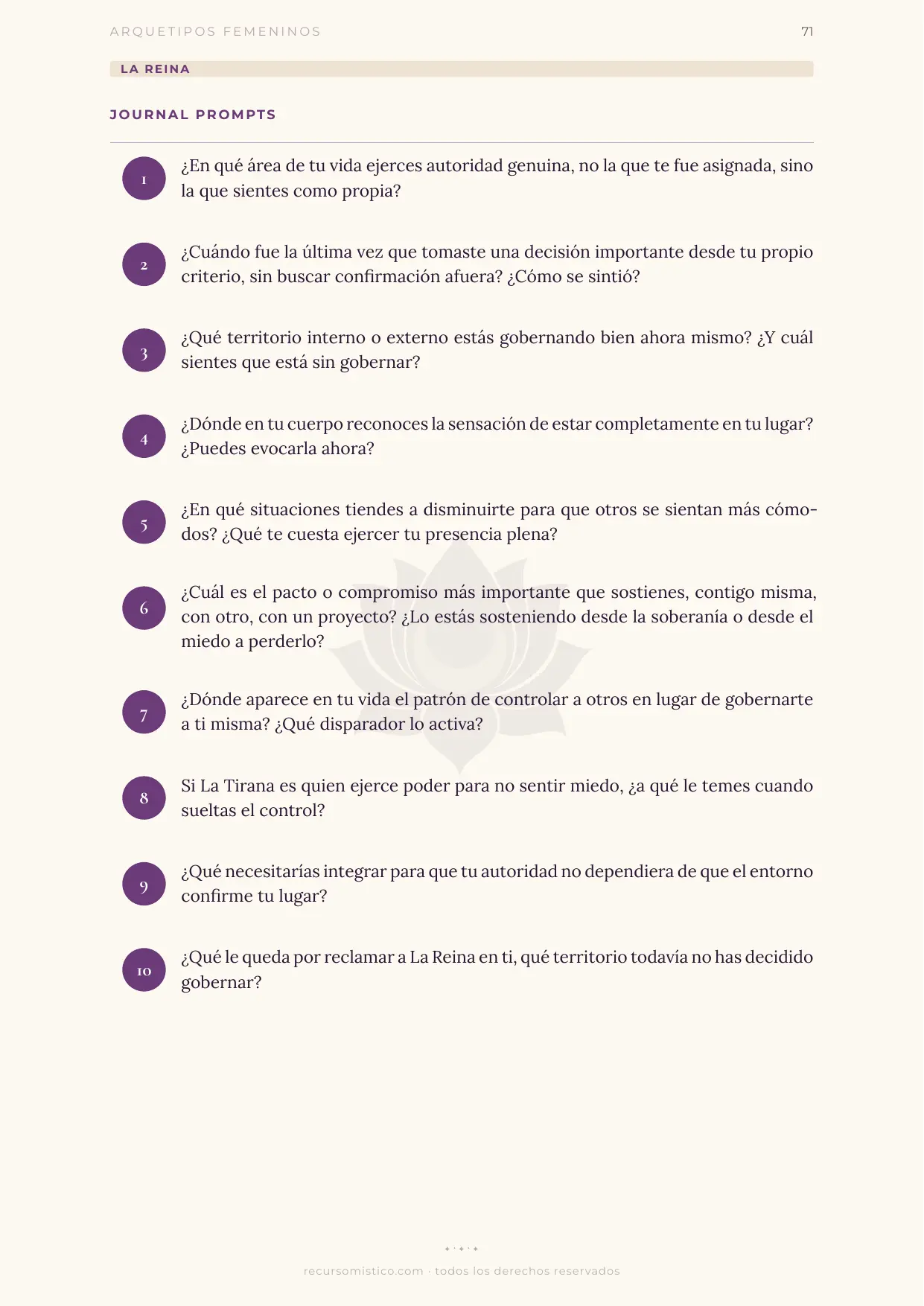 Journal prompts de La Reina con Hera