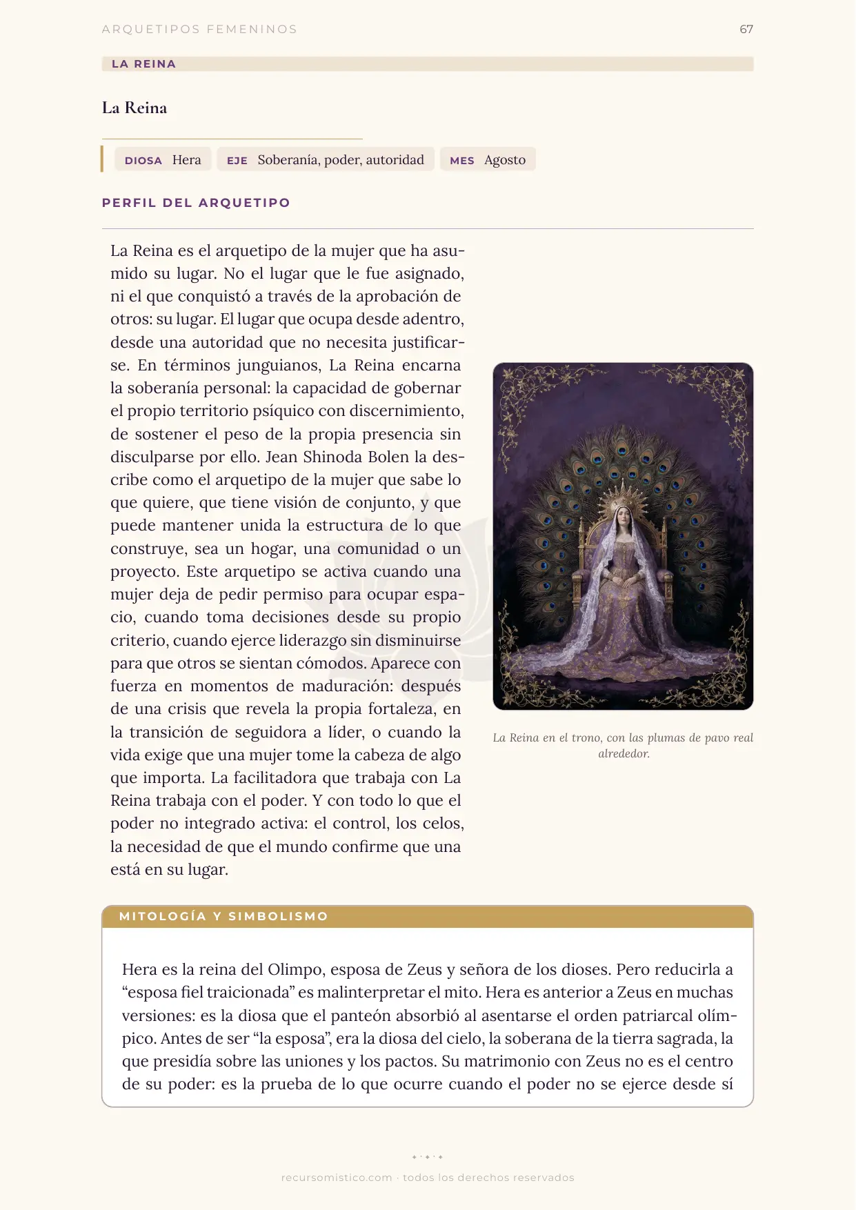 Perfil del arquetipo de La Reina con Hera