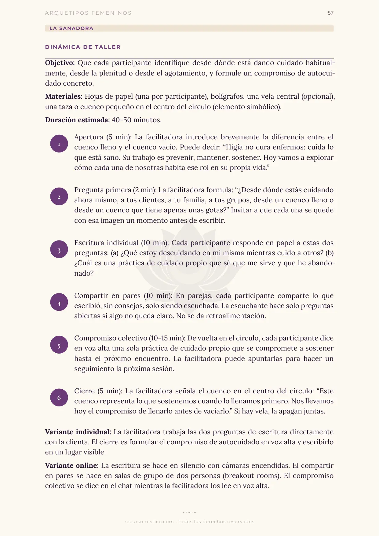 Dinámica de taller de La Sanadora con Higía