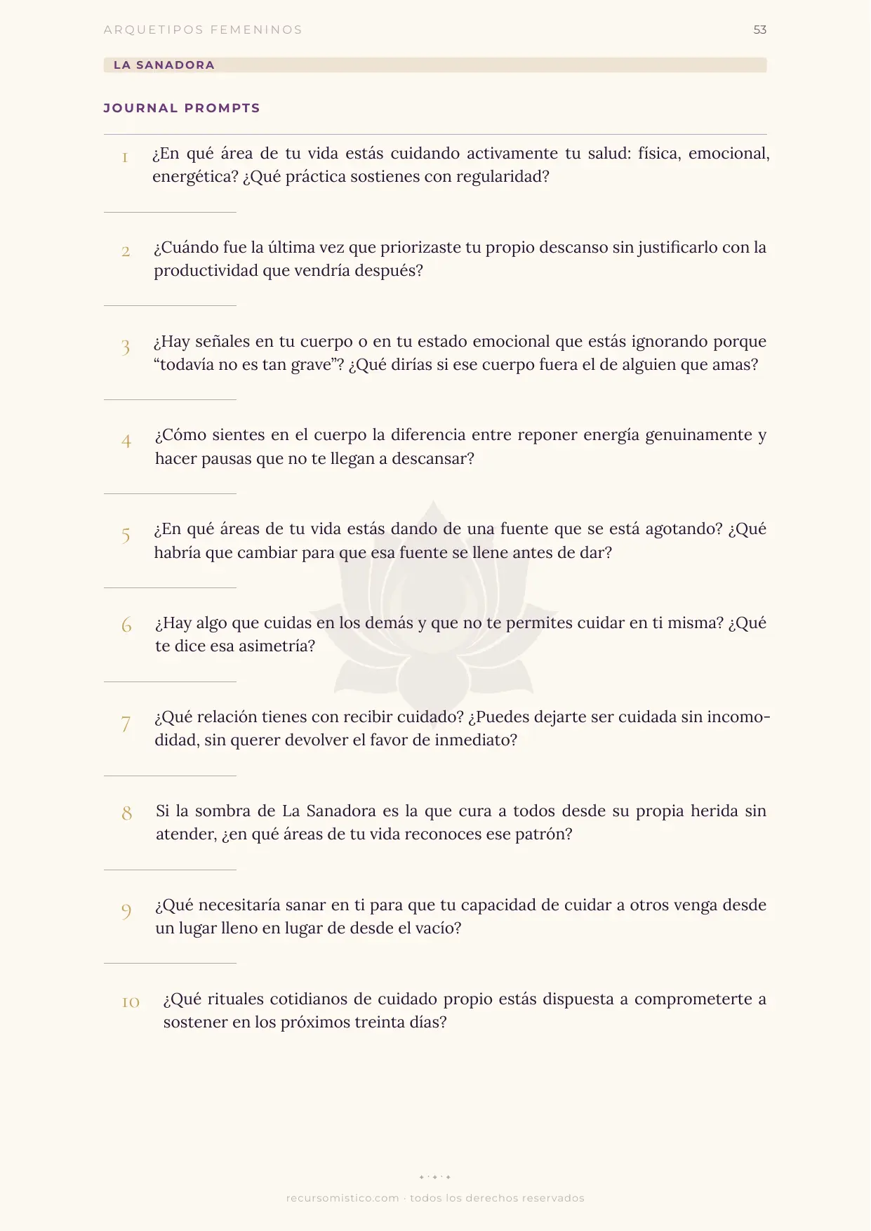 Journal prompts de La Sanadora con Higía