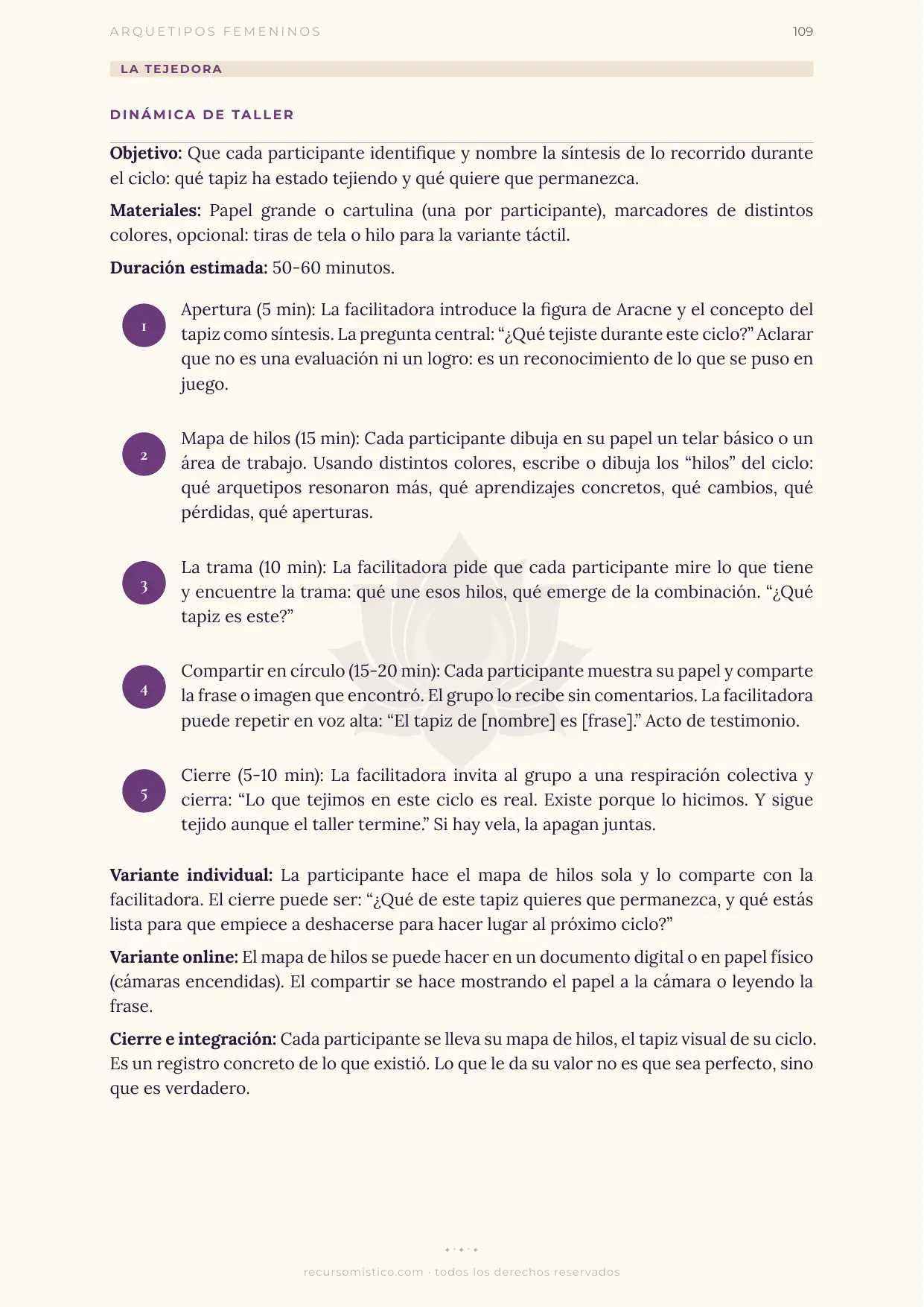 Dinámica de taller de La Tejedora con Aracne