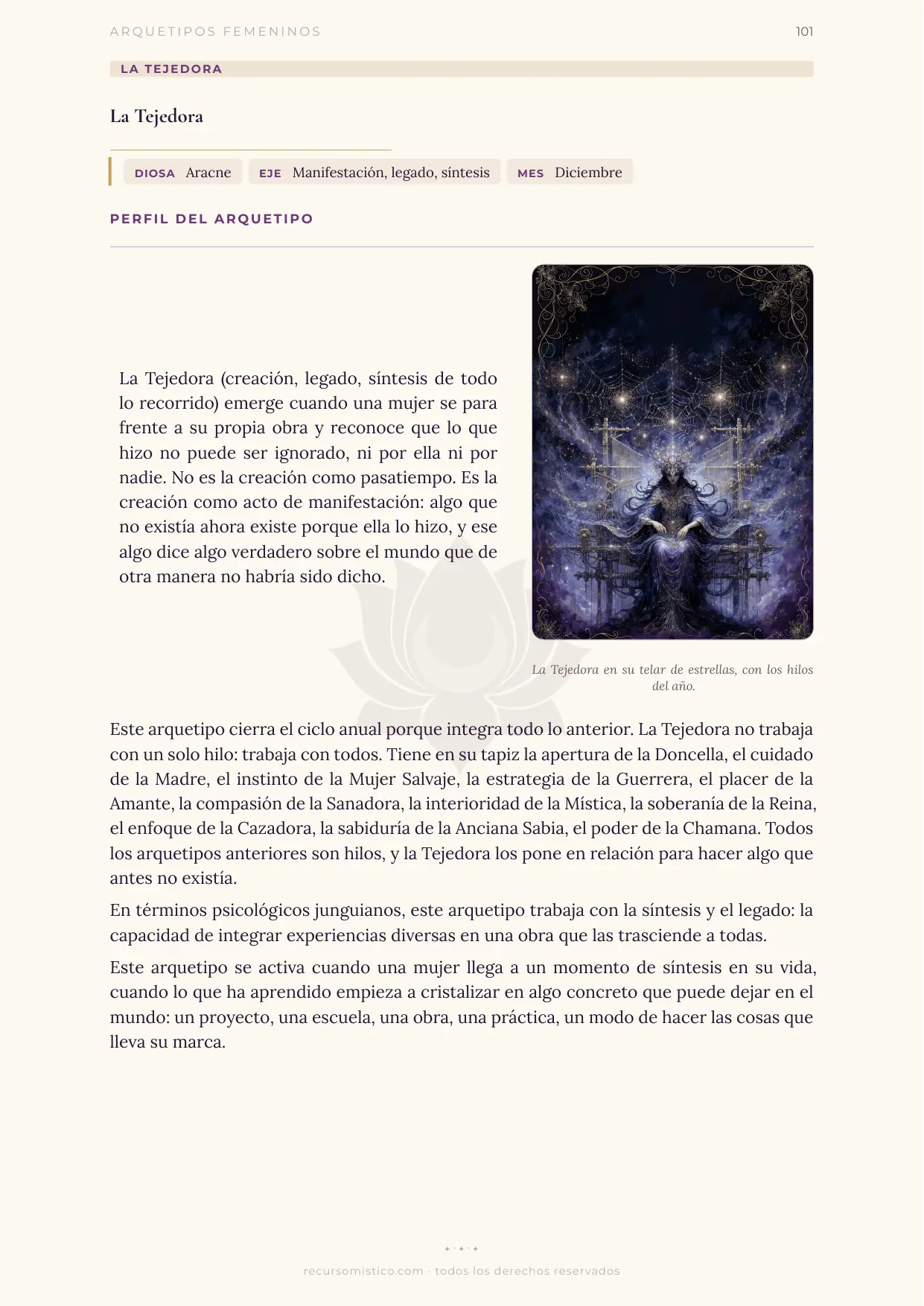 Perfil del arquetipo de La Tejedora con Aracne